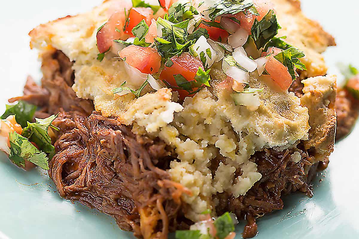 a slow up shot of keto tamale pie