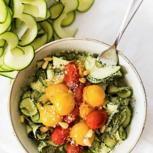 Zucchini Noodles with Creamy Pesto - Low Carb, Gluten Free, Vegetarian