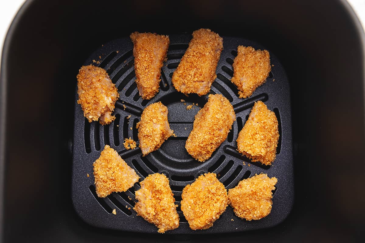 breaded chicken pieces in the air fryer