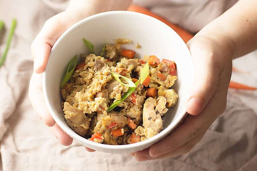 Chicken cauliflower fried rice casserole