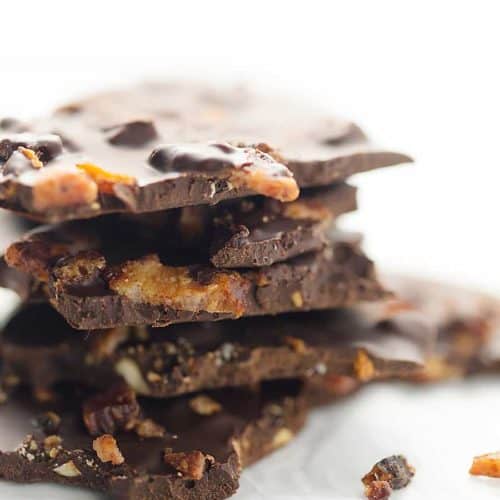 sugar free chocolate bark on a white background