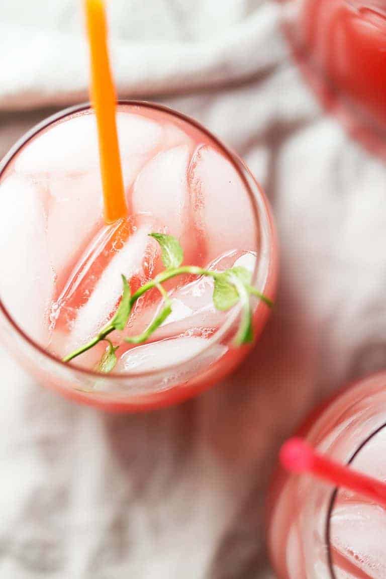Celebrate watermelon season with this low carb watermelon drink! It is so refreshing and tastes like you just bit into a fresh piece of watermelon. Booze it up with vodka and take it to your next girlfriend get together!