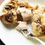 chicken breast cooked in the instant pot being sliced