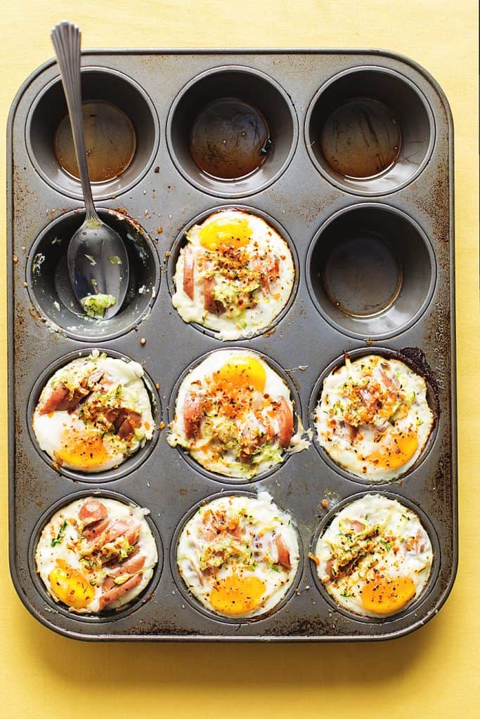 egg muffin cups in a muffin tin