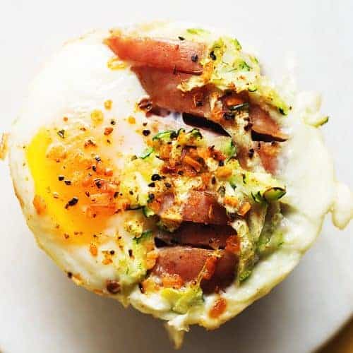 a single egg muffin cup on a white and yellow background