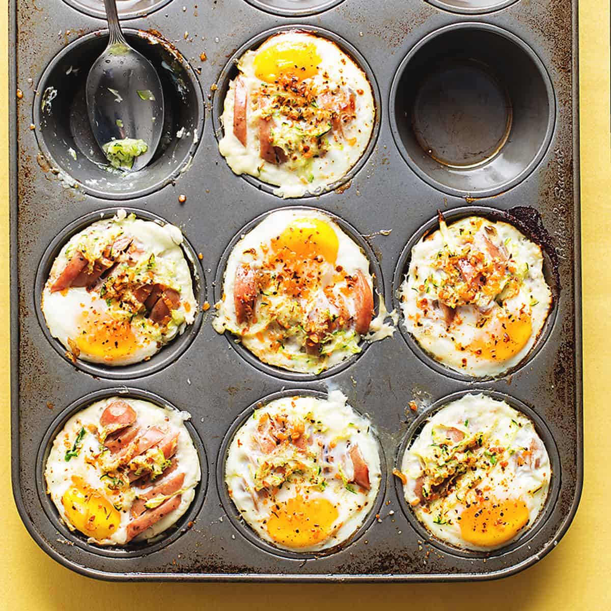 high protein egg muffins in a muffin tin