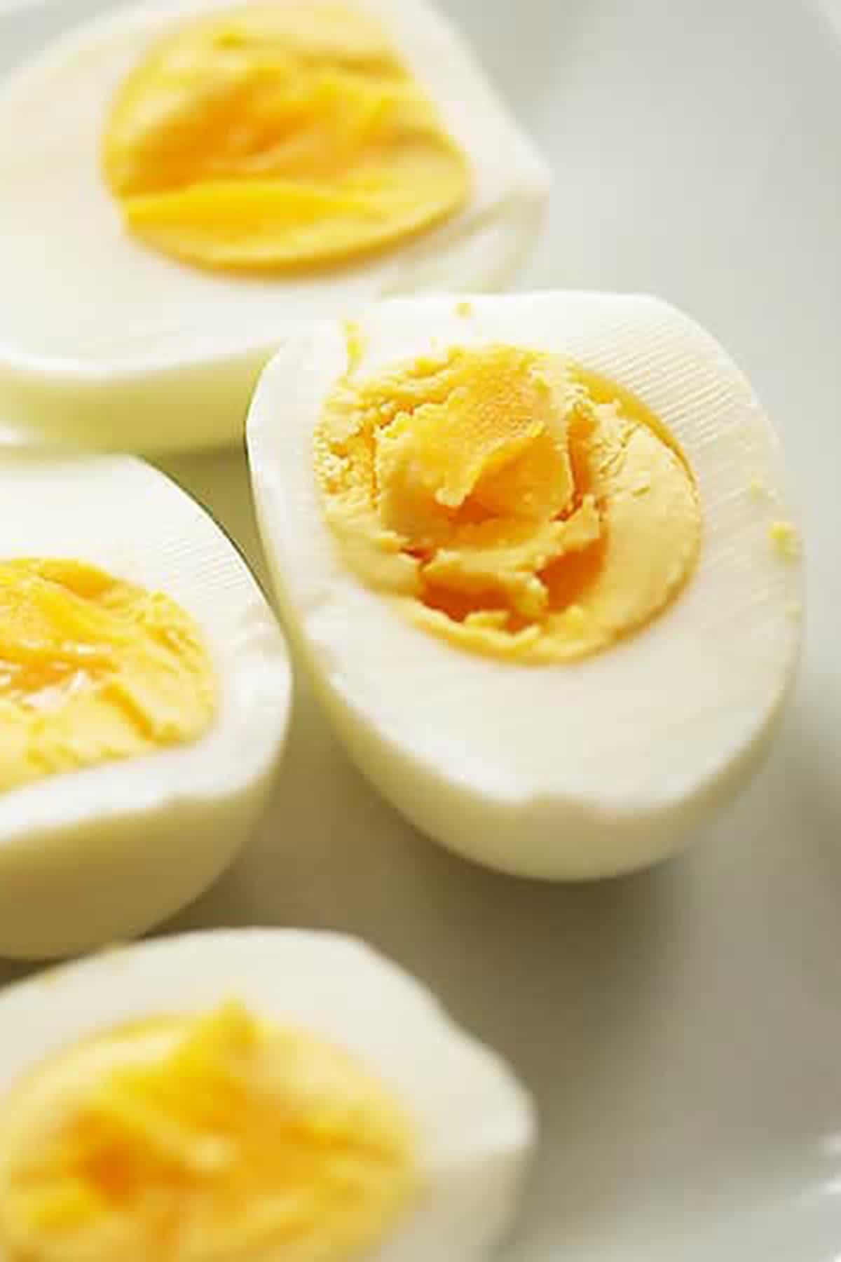 hard cooked eggs cut in half