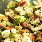 chicken salad in a glass bowl