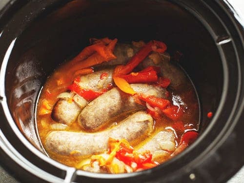 Slow Cooker Sausage and Peppers – Kalyn's Kitchen