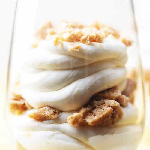low carb cheesecake mouse in a glass tumbler