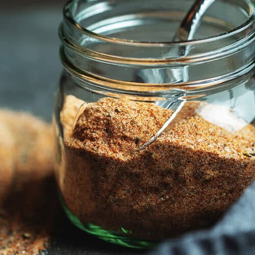 bbq rib rub in a glass storage jar