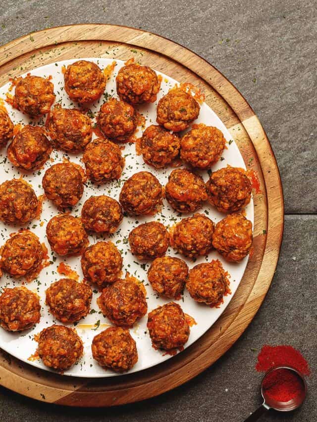 keto sausage balls on a platter