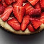 keto cheesecake decorated with strawberries