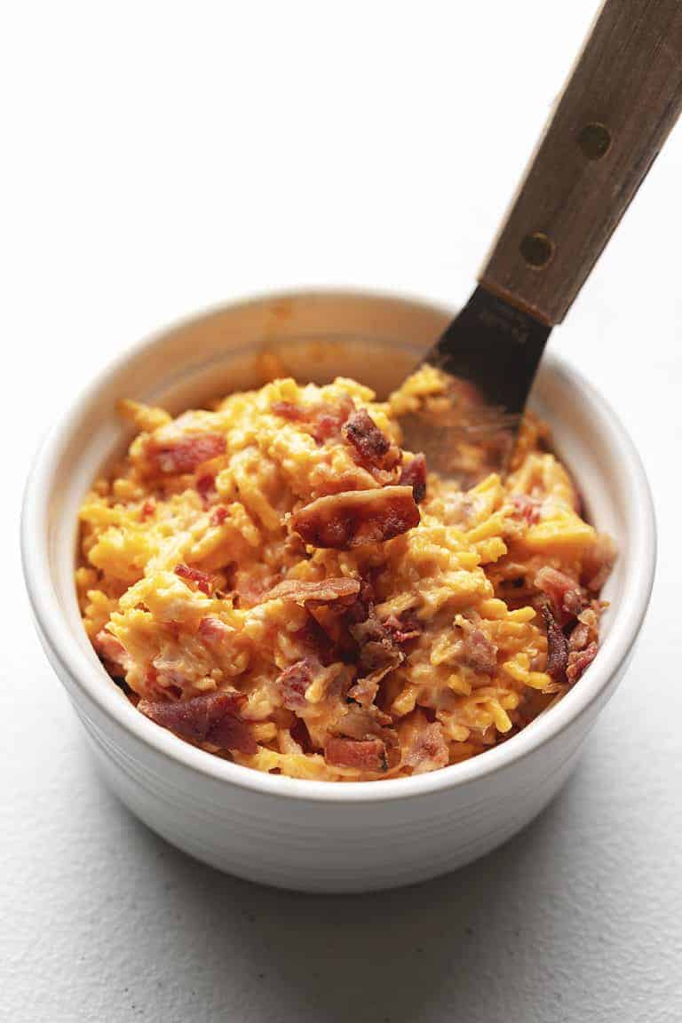 pimento cheese in a white ramekin