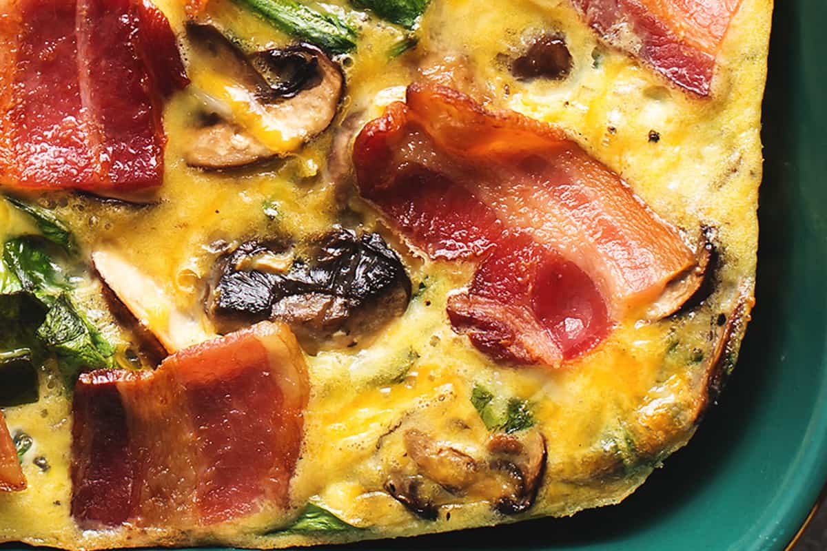 a zoomed in photo of breakfast casserole