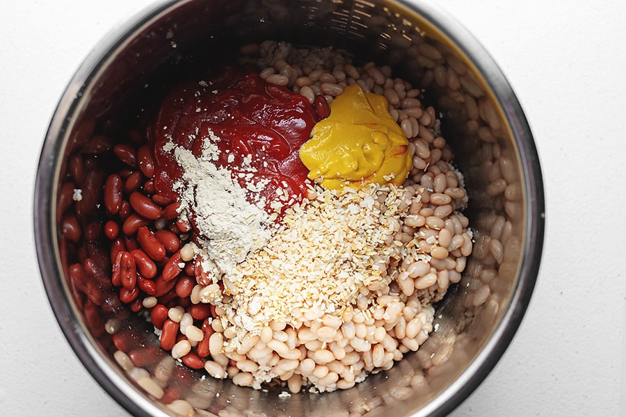 ground turkey and other ingredients in a pressure cooker