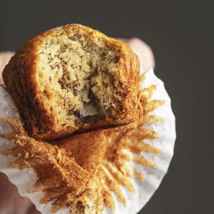 banana bread muffin in a liner