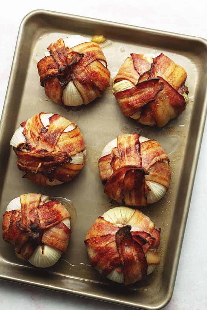 6 onion bombs on a sheet tray