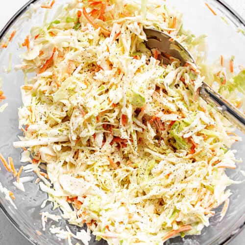 keto Cole slaw recipe in a glass bowl