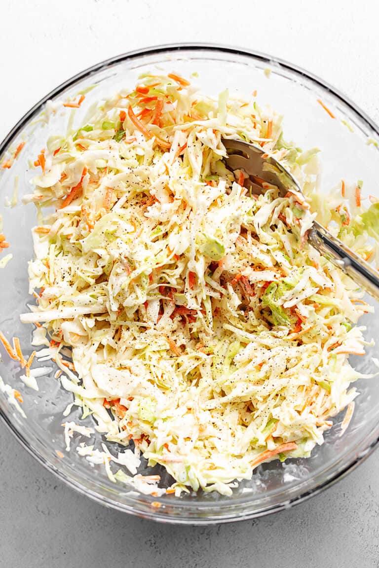 keto Cole slaw recipe in a glass bowl