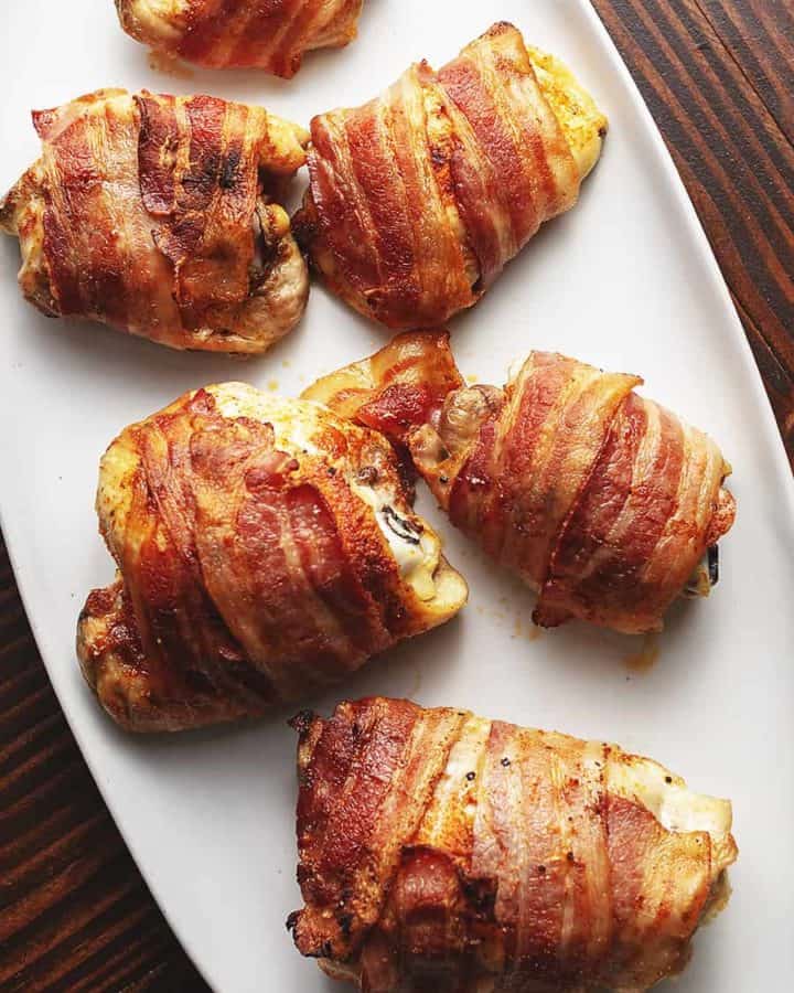 bacon wrapped chicken thighs Pinterest pin