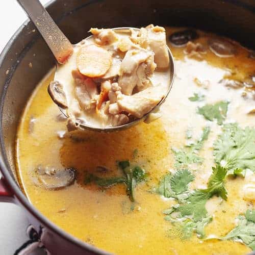 thai chicken soup in a dutch oven