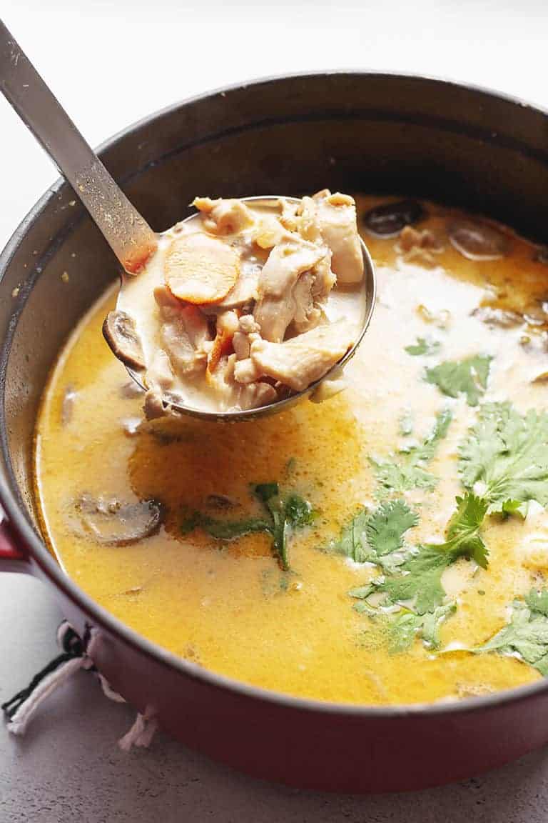 thai chicken soup in a dutch oven