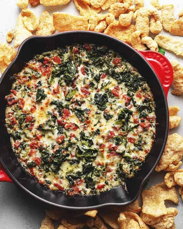 spinach dip with pork rinds