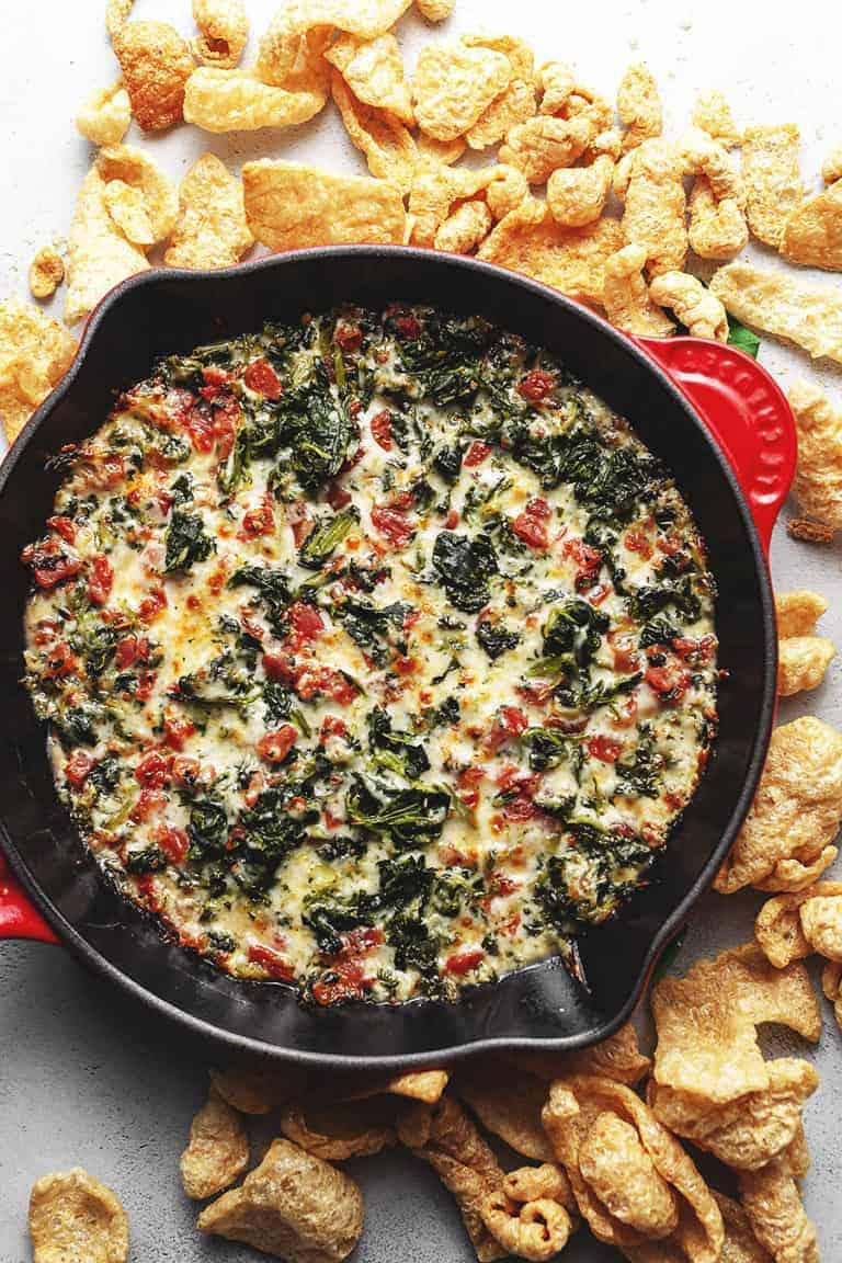spinach dip with pork rinds