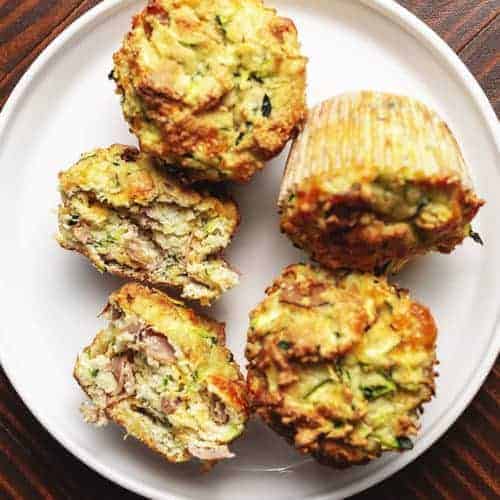 keto breakfast muffins on a white plate