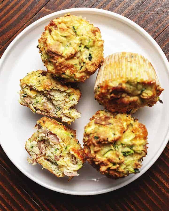 keto breakfast muffins on a white plate