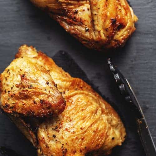 Cornish game hens on a black background