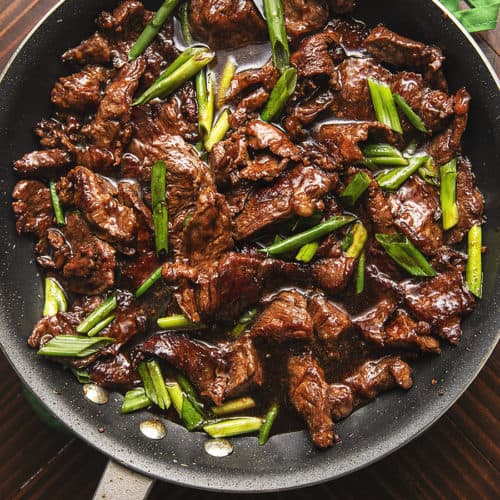 KETO MONGOLIAN BEEF IN A SKILLET