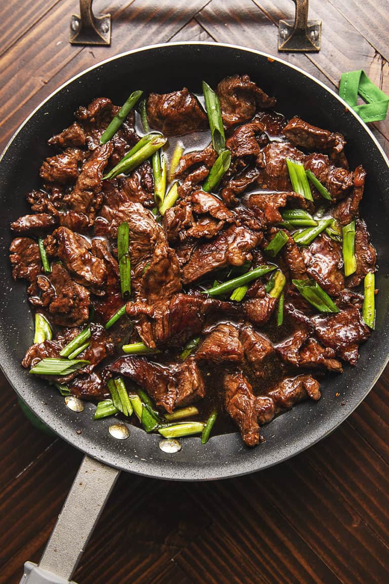 KETO MONGOLIAN BEEF IN A SKILLET