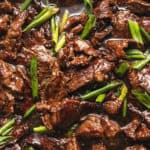 close up picture of low carb Mongolian beef