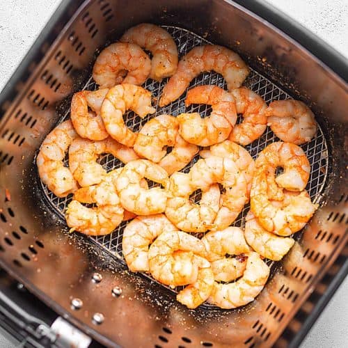 shrimp in an air fryer basket