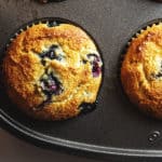low carb blueberry muffins in a muffin tin