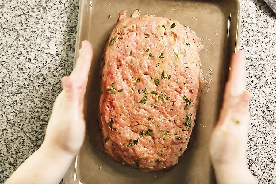 forming meatloaf on a sheet pan