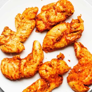 unbranded chicken tenders on a white plate