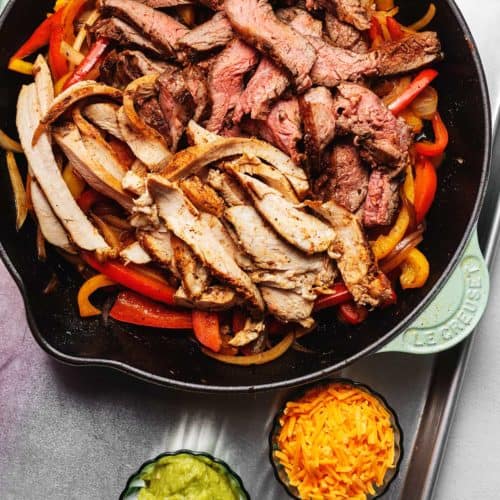 keto fajitas in a skillet