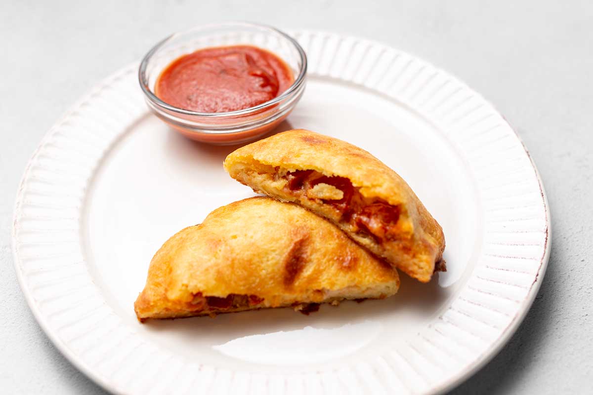 keto hot pocket on a white plate