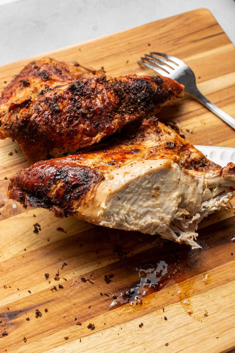 crispy turkey breast on a cutting board