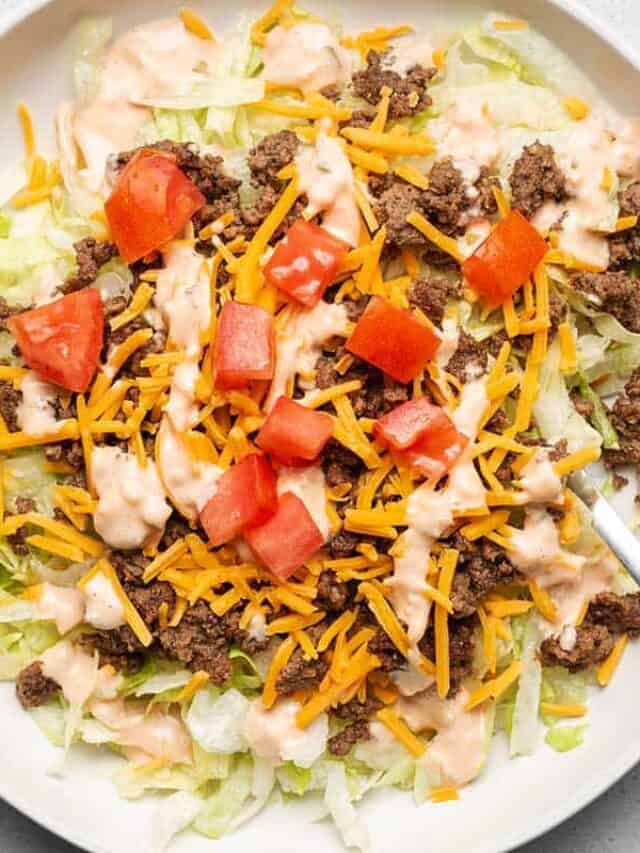 Big Mac salad in a white plate