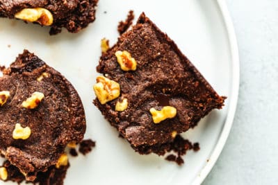 brownies on a white plate