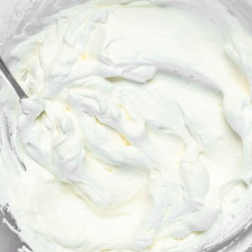keto whipped cream in a glass bowl