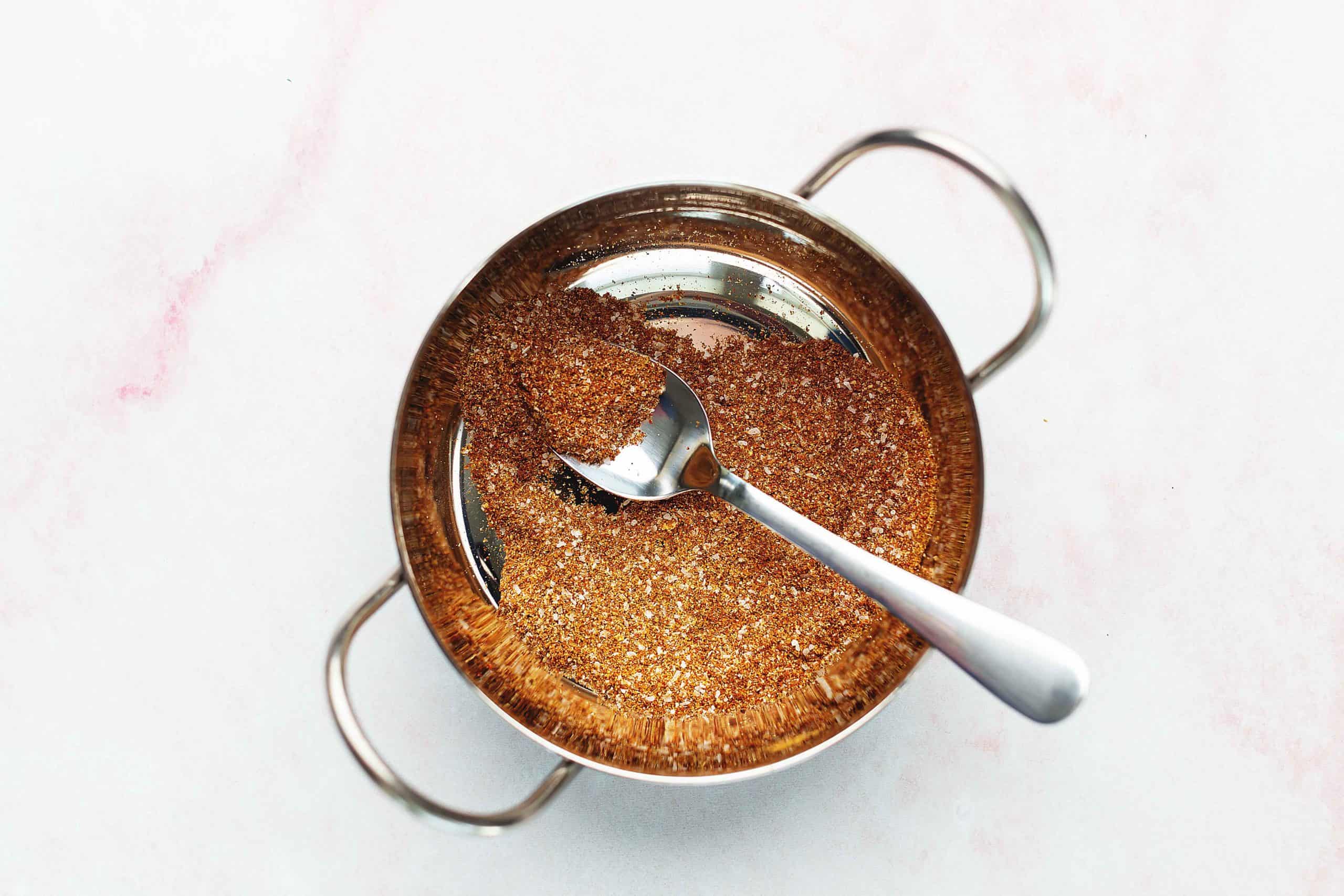 TACO SEASONING IN A METAL BOWL