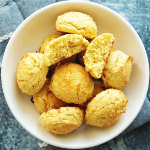 keto biscuits in a white bowl