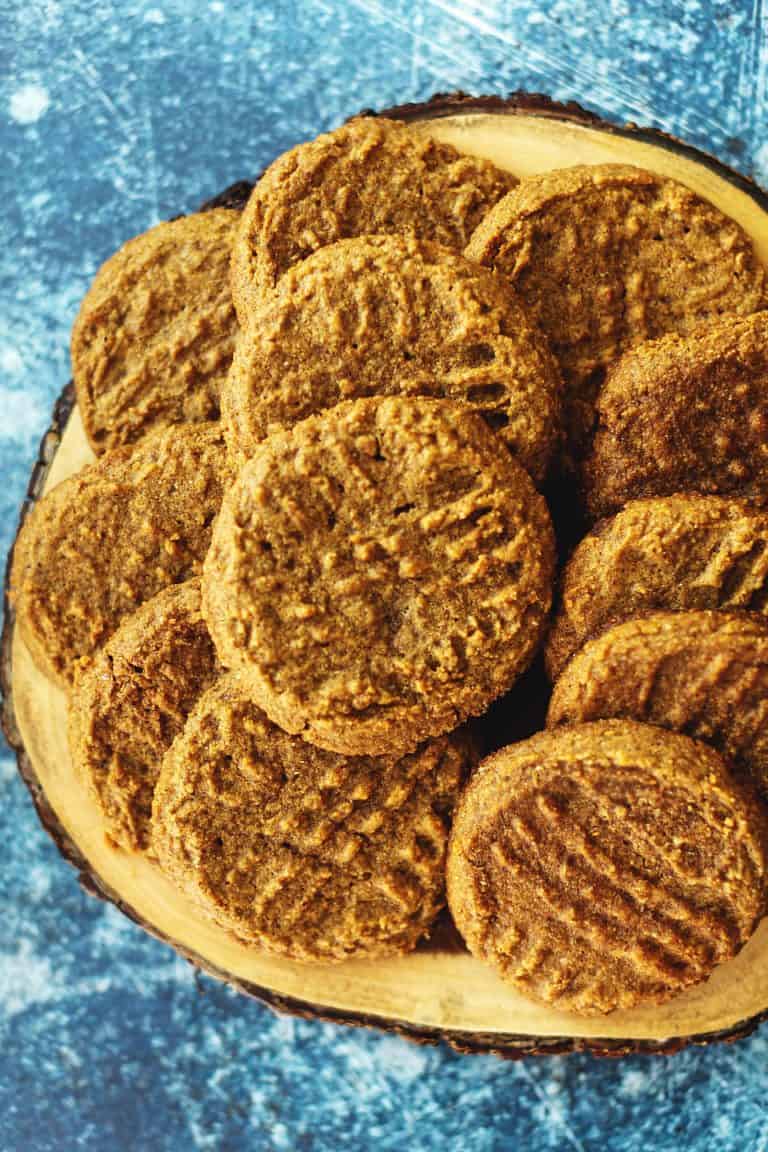 almond butter cookies stacked