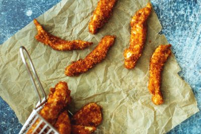 chicken fries on a piece of parchment