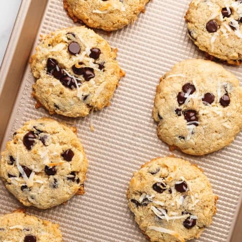 keto cookies on a sheet tray